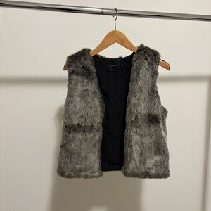 Talula Black and Gray Faux Fur Vest
